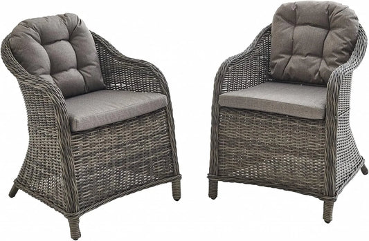 Chaise – avec coussins, en aluminium, Lot de 2, gris