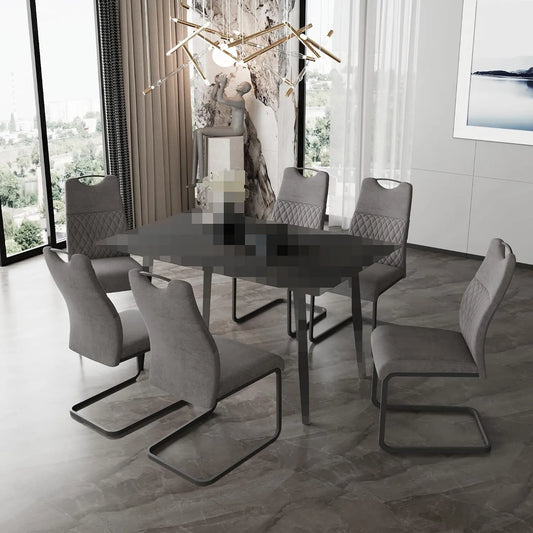 Chaise: avec dossier, 6 pièces, gris