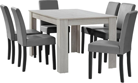 Table à manger et table de salle à manger — 140 × 90 cm, gris