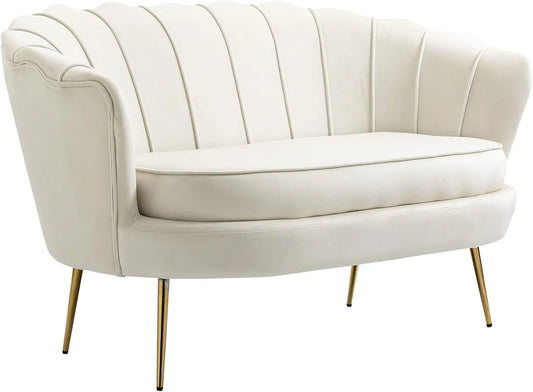 HOMCOM Canapé: en métal, revêtement en tissu, avec coussins, 2 Places, 10 cm, doré, revêtement en velours