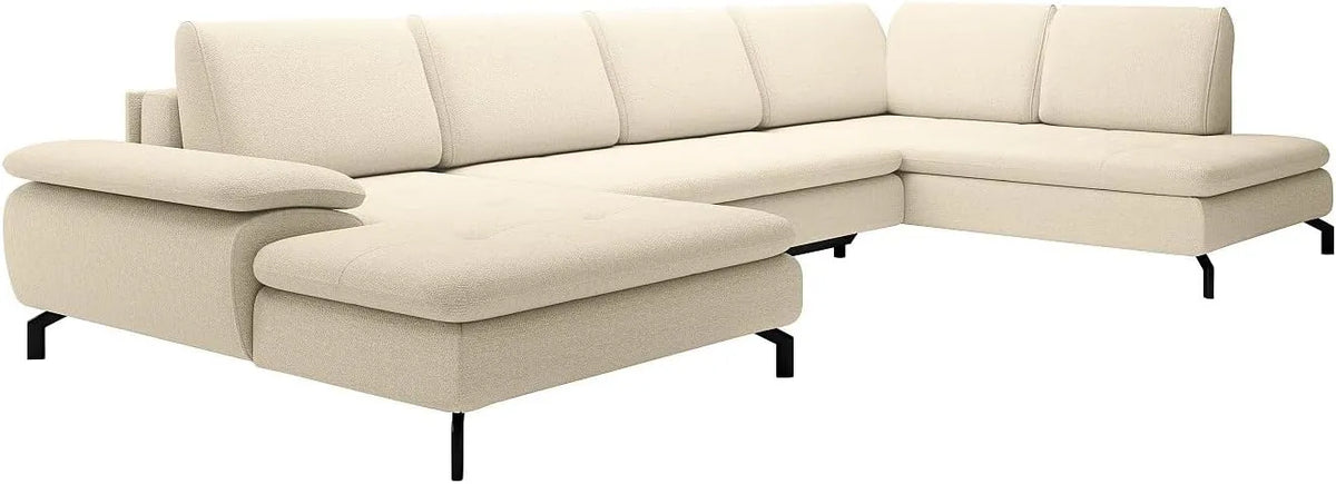 Canapé d'angle et canapé panoramique — angle droit, revêtement en tissu, convertible, beige