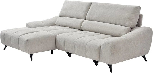 Canapé d'angle et canapé panoramique – ELOSIA, angle gauche, revêtement en tissu, beige
