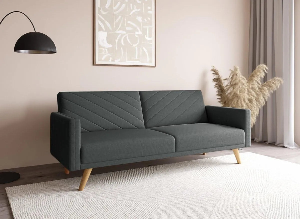 Canapé — revêtement en tissu, convertible, 3 Places, gris